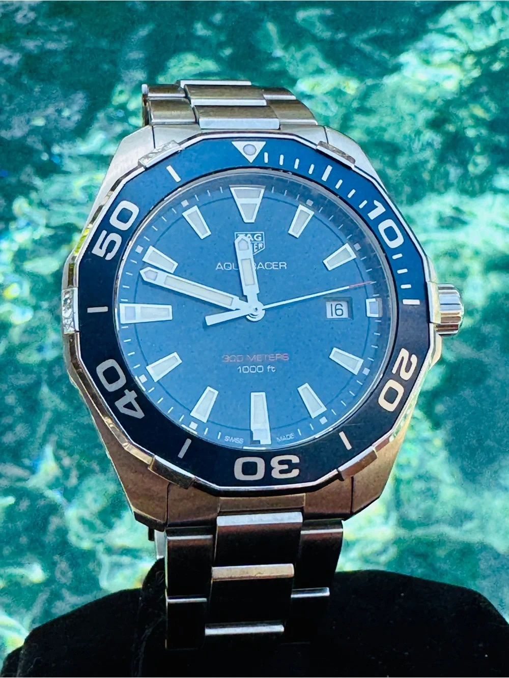 TAG Heuer Aquaracer Quartz 43mm Blue Sunburst Dial | Date | 300m SS Bracelet